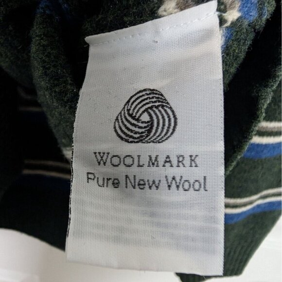 Paul Kehl Lambswool Stripe Sweater Mens Size XL Green 1/4 Zip Mock Neck Pullover - Picture 4 of 9